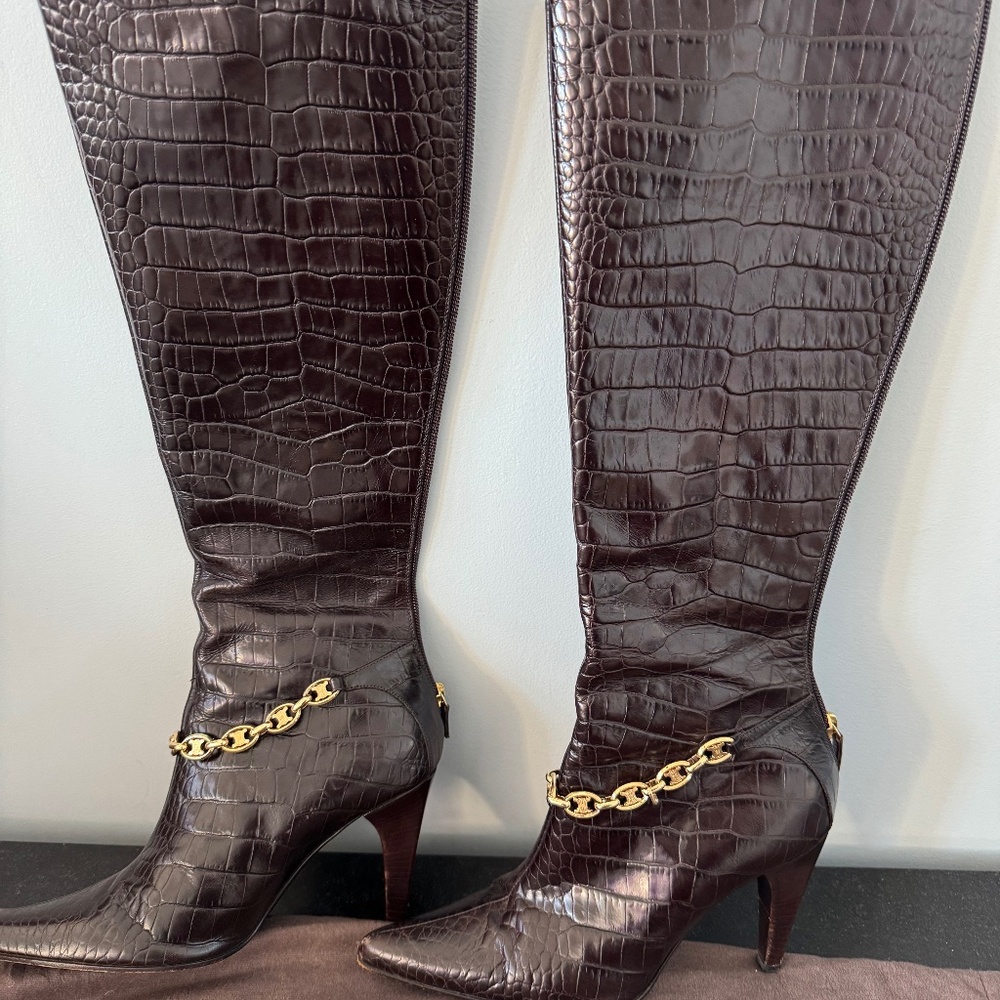 Celine Claude leather riding boots